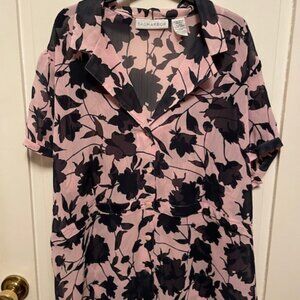 Sag Harbor Women's Floral Multicolor Shirt Blouse Short Sleeve Size XL Pink